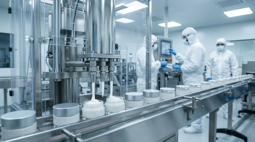 Automated cosmetic filling machine