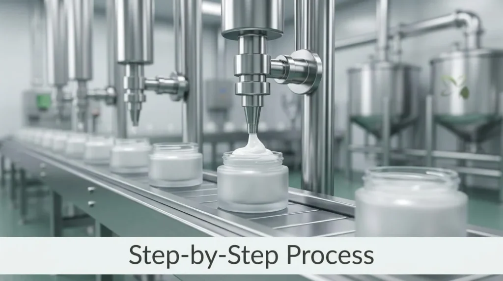 Automated machine filling container