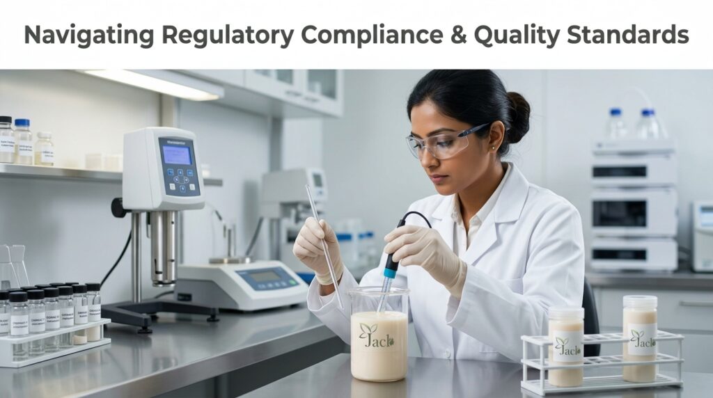 Chemist analyzing lotion in lab