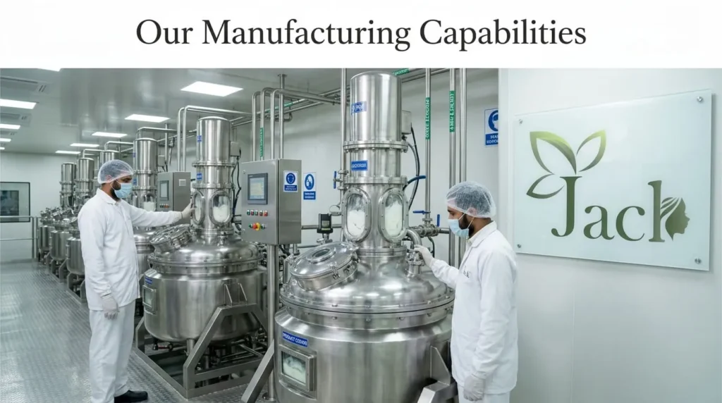 Cosmetics facility mixing vats