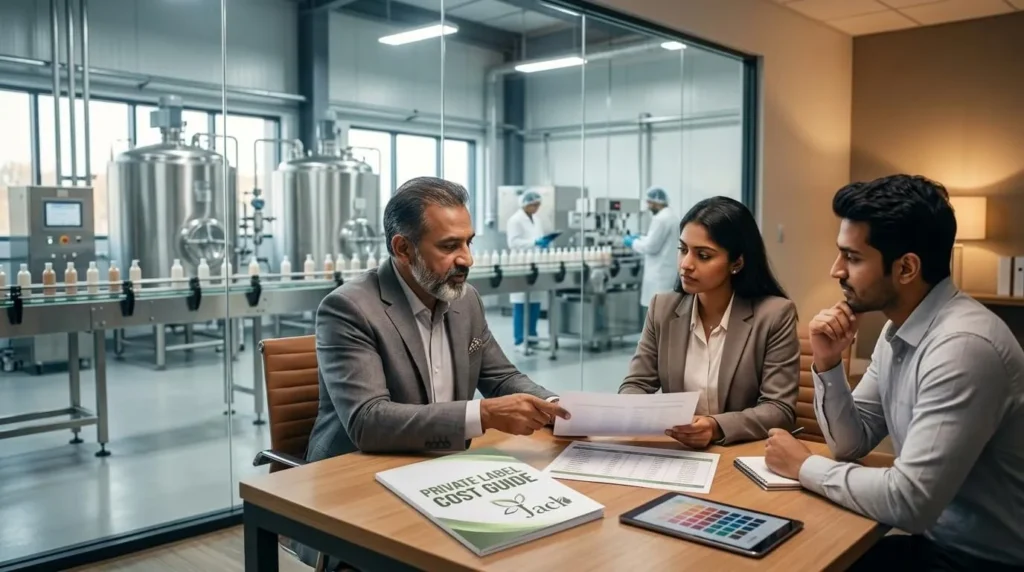 Expert discussing charts with clients