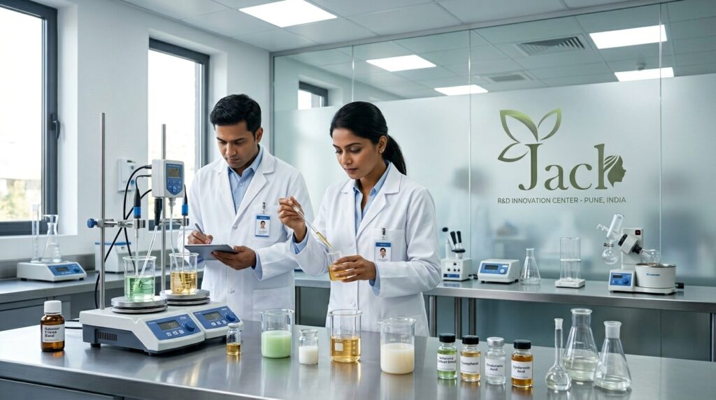 Indian chemists analyzing serums