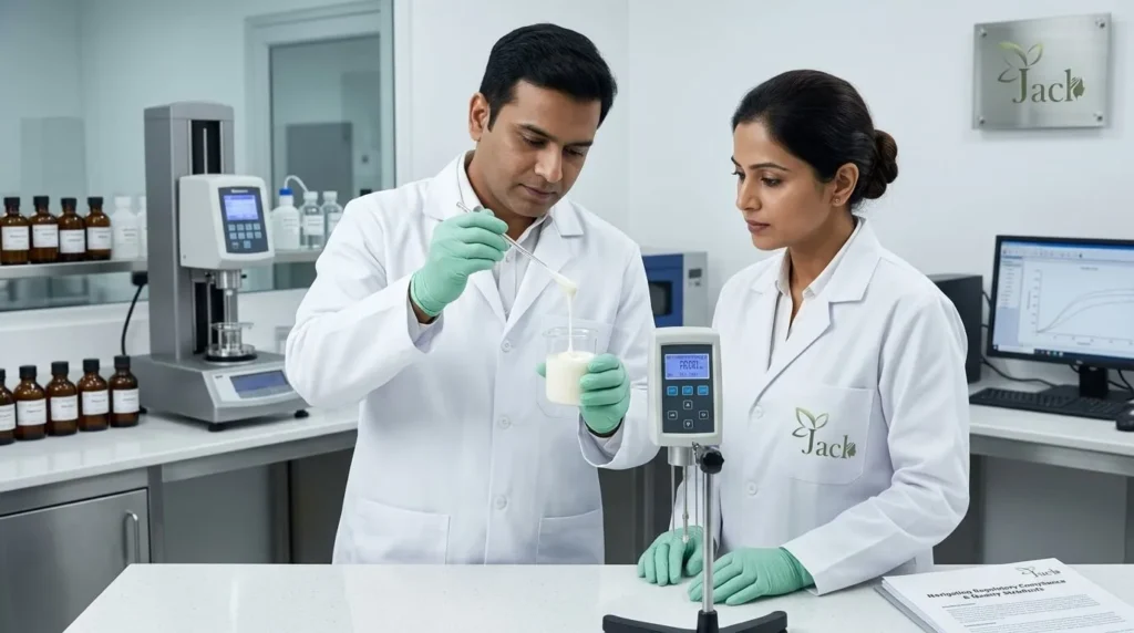 Scientists examining moisturizer