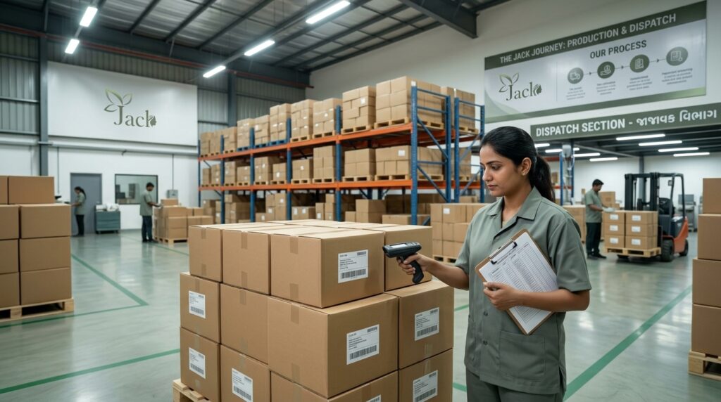 Warehouse supervisor checking