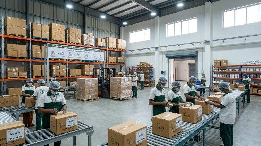 Workers inspecting boxes in factory